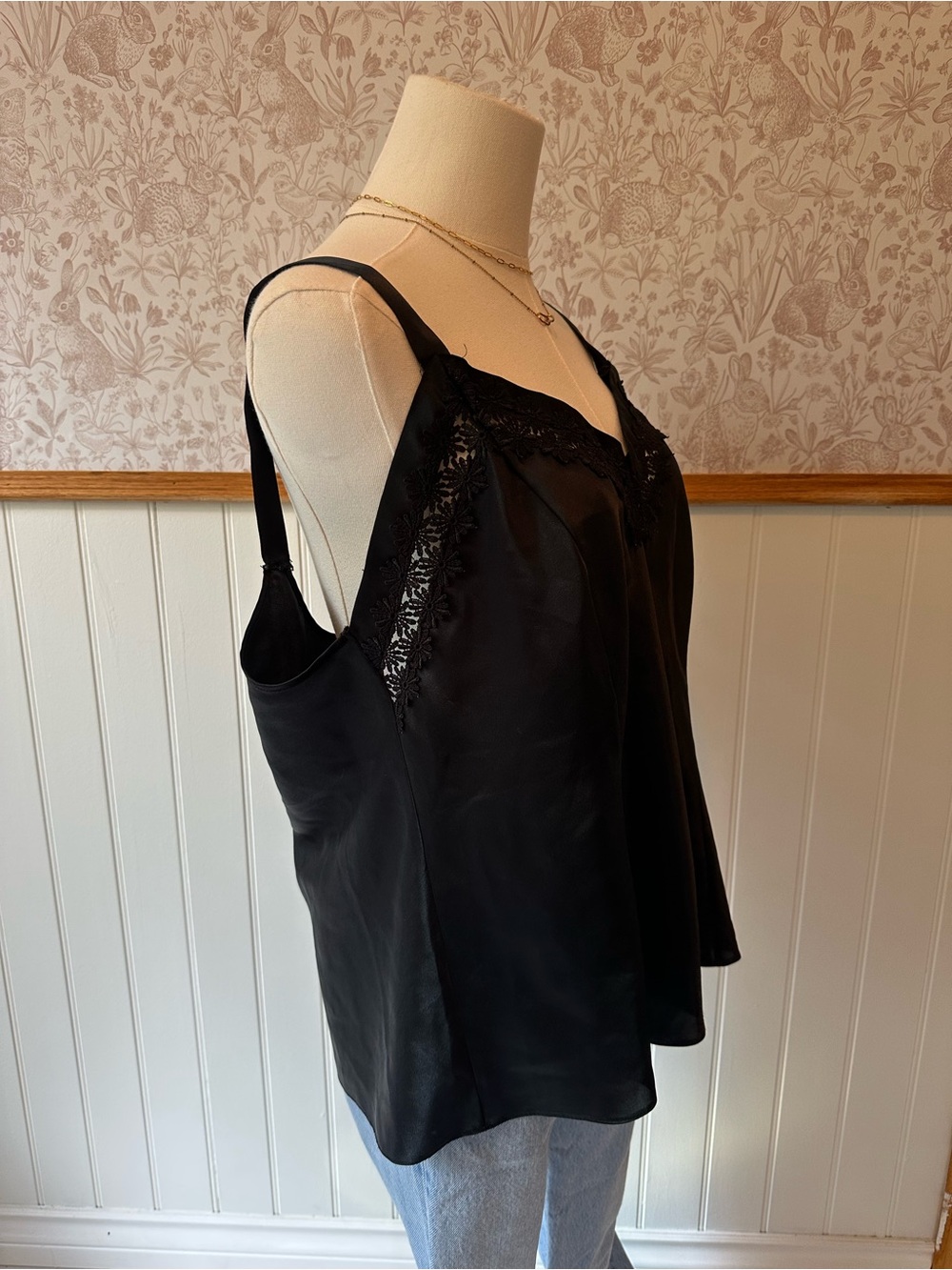 Vintage St. Michael Marks & Spencer Black Satin Lace Camisole – UK 20 - Picture 5 of 7